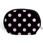 Polka Dots - Classic Rose Pink on Black Accessory Pouch (Medium)