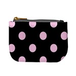 Polka Dots - Classic Rose Pink on Black Mini Coin Purse