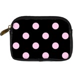 Polka Dots - Classic Rose Pink on Black Digital Camera Leather Case