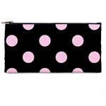 Polka Dots - Classic Rose Pink on Black Pencil Case