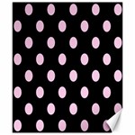 Polka Dots - Classic Rose Pink on Black Canvas 8  x 10 