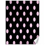 Polka Dots - Classic Rose Pink on Black Canvas 12  x 16 