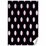 Polka Dots - Classic Rose Pink on Black Canvas 12  x 18 