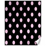 Polka Dots - Classic Rose Pink on Black Canvas 16  x 20 