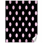 Polka Dots - Classic Rose Pink on Black Canvas 18  x 24 