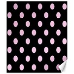 Polka Dots - Classic Rose Pink on Black Canvas 20  x 24 