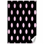 Polka Dots - Classic Rose Pink on Black Canvas 20  x 30 