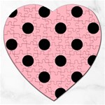 Polka Dots - Black on Light Pink Jigsaw Puzzle (Heart)