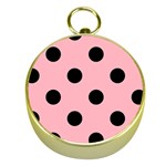 Polka Dots - Black on Light Pink Gold Compass