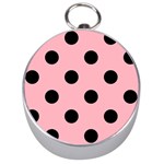 Polka Dots - Black on Light Pink Silver Compass