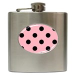 Polka Dots - Black on Light Pink Hip Flask (6 oz)