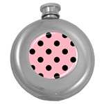 Polka Dots - Black on Light Pink Hip Flask (5 oz)