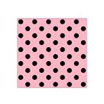 Polka Dots - Black on Cherry Blossom Pink Satin Bandana Scarf