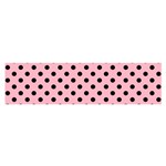 Polka Dots - Black on Cherry Blossom Pink Satin Scarf (Oblong)