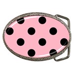 Polka Dots - Black on Cherry Blossom Pink Belt Buckle