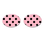 Polka Dots - Black on Cherry Blossom Pink Cufflinks (Oval)