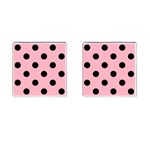 Polka Dots - Black on Cherry Blossom Pink Cufflinks (Square)