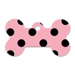 Polka Dots - Black on Cherry Blossom Pink Dog Tag Bone (Two Sides)