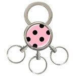 Polka Dots - Black on Cherry Blossom Pink 3-Ring Key Chain