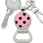 Polka Dots - Black on Cherry Blossom Pink Bottle Opener Key Chain