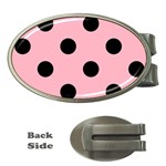 Polka Dots - Black on Cherry Blossom Pink Money Clip (Oval)