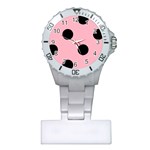 Polka Dots - Black on Cherry Blossom Pink Nurses Watch