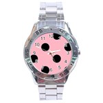 Polka Dots - Black on Cherry Blossom Pink Stainless Steel Analogue Watch