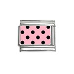 Polka Dots - Black on Cherry Blossom Pink Italian Charm (9mm)