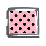 Polka Dots - Black on Cherry Blossom Pink Mega Link Italian Charm (18mm)