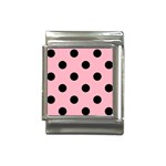 Polka Dots - Black on Cherry Blossom Pink Italian Charm (13mm)