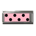 Polka Dots - Black on Cherry Blossom Pink Superlink Italian Charm (9mm)