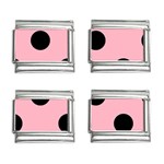 Polka Dots - Black on Cherry Blossom Pink 9mm Italian Charm (4 pack)