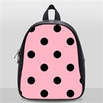 Polka Dots - Black on Cherry Blossom Pink School Bag (Small)