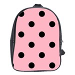 Polka Dots - Black on Cherry Blossom Pink School Bag (Large)