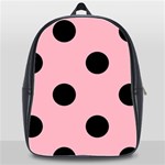 Polka Dots - Black on Cherry Blossom Pink School Bag (XL)