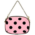 Polka Dots - Black on Cherry Blossom Pink Chain Purse (One Side)