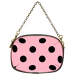 Polka Dots - Black on Cherry Blossom Pink Chain Purse (Two Sides)