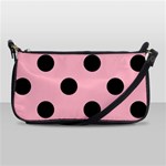 Polka Dots - Black on Cherry Blossom Pink Shoulder Clutch Bag