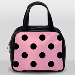 Polka Dots - Black on Cherry Blossom Pink Classic Handbag (One Side)