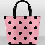 Polka Dots - Black on Cherry Blossom Pink Bucket Bag