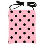 Polka Dots - Black on Cherry Blossom Pink Shoulder Sling Bag