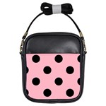 Polka Dots - Black on Cherry Blossom Pink Girls Sling Bag