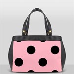 Polka Dots - Black on Cherry Blossom Pink Classic Oversize Office Handbag (Two Sides)