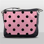 Polka Dots - Black on Cherry Blossom Pink Messenger Bag