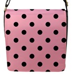 Polka Dots - Black on Cherry Blossom Pink Flap Closure Messenger Bag (S)