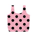 Polka Dots - Black on Cherry Blossom Pink Full Print Recycle Bag (S)