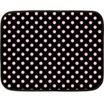 Polka Dots - Pink on Black Double Sided Fleece Blanket (Mini)