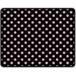 Polka Dots - Pink on Black Double Sided Fleece Blanket (Medium) (Two Sides)