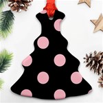 Polka Dots - Pink on Black Ornament (Christmas Tree)