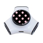 Polka Dots - Pink on Black Portable USB Hub (One Side)